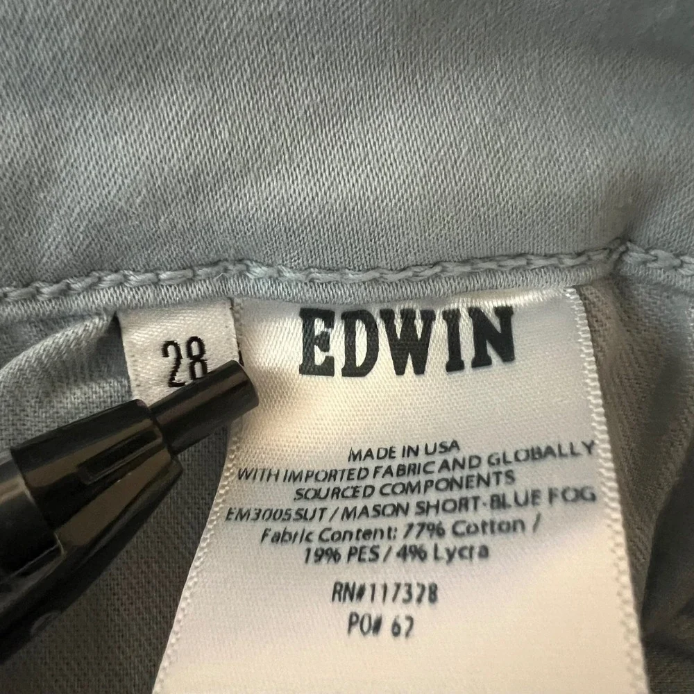 EDWIN Mason Shorts Mens Size 28 Slim Chino Blue Fog 8